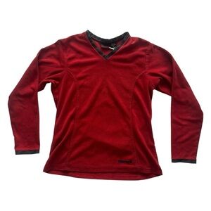 VTG Marmot Women’s L Red Pullover Fleece Sweater Baselayer Made In USA